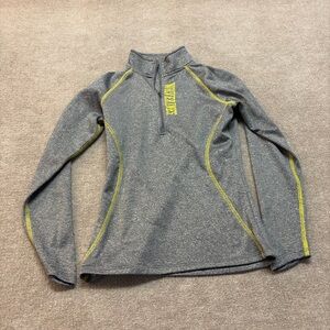 University of Michigan Wolverines Quarter Zip Pullover Gray Yellow Small 1924